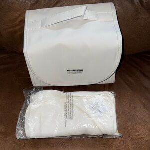 White Cosmetic/Toiletry Bag with small towel